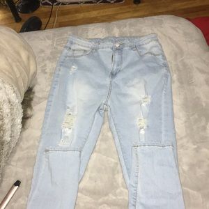 Blue denim high wasted skinny jeans
